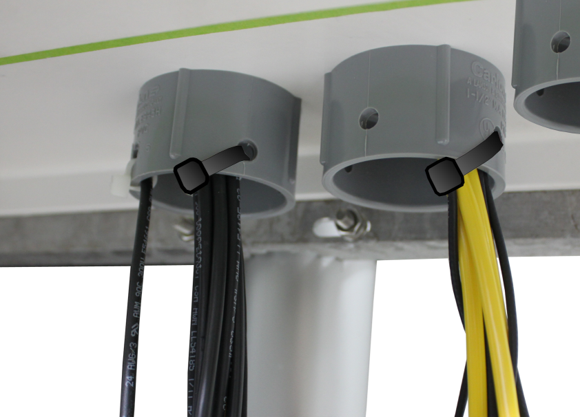 Use zip ties to secure cables.